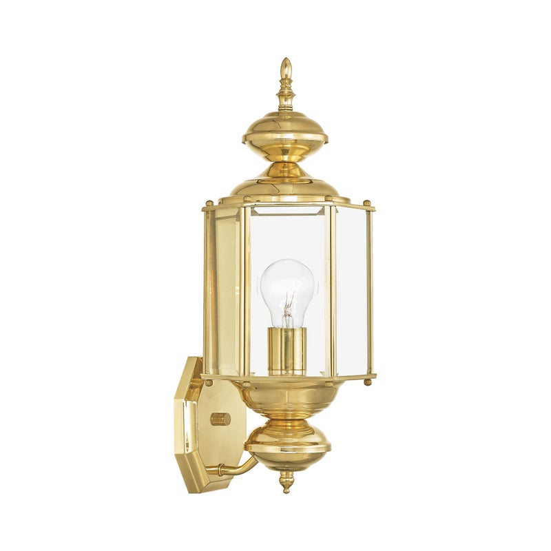 Livex Lighting 2006-02 Basics 1 Light PB Outdoor Wall Lantern, Polished Brass - Image 1